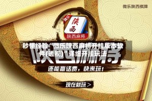 秒懂经验“微乐陕西麻将开挂版本软件(透视)”详细开挂玩法