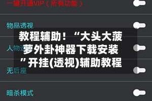 教程辅助！“大头大菠萝外卦神器下载安装”开挂(透视)辅助教程