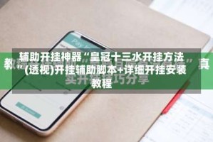 辅助开挂神器“皇冠十三水开挂方法”(透视)开挂辅助脚本+详细开挂安装教程