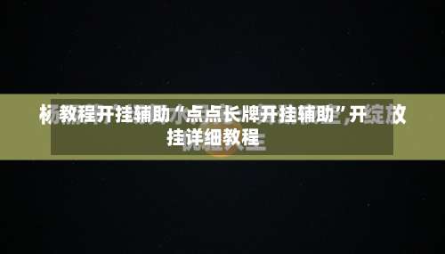 教程开挂辅助“点点长牌开挂辅助	”开挂详细教程-第1张图片
