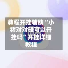 教程开挂辅助“小猪对对碰可以开挂吗”开挂详细教程-第1张图片