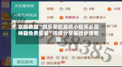 实操教程“微乐安徽麻将小程序必赢神器免费安装”详细分享装挂步骤教程-第2张图片