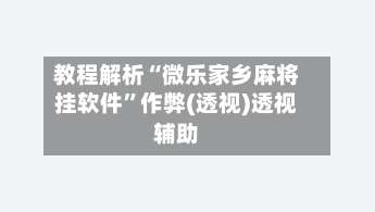 教程解析“微乐家乡麻将挂软件	”作弊(透视)透视辅助-第1张图片