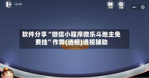 软件分享“微信小程序微乐斗地主免费挂	”作弊(透视)透视辅助-第2张图片