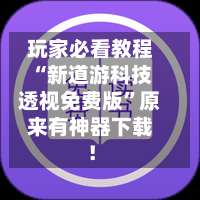 玩家必看教程“新道游科技透视免费版”原来有神器下载！-第2张图片