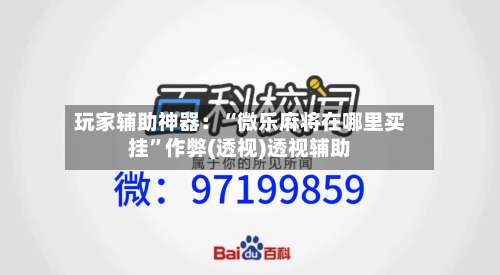 玩家辅助神器：“微乐麻将在哪里买挂”作弊(透视)透视辅助-第2张图片