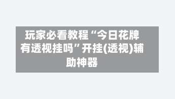 玩家必看教程“今日花牌有透视挂吗”开挂(透视)辅助神器-第2张图片