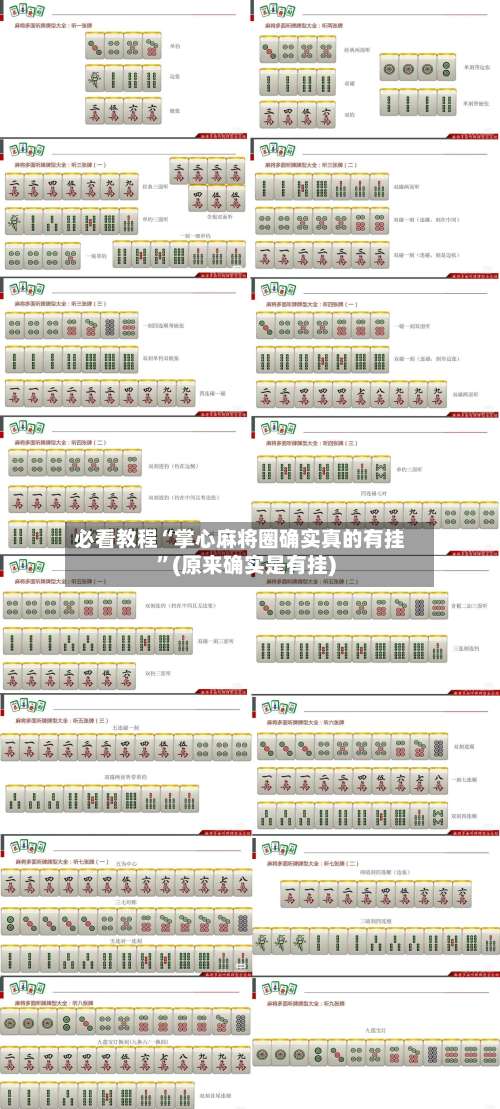 必看教程“掌心麻将圈确实真的有挂”(原来确实是有挂)-第1张图片