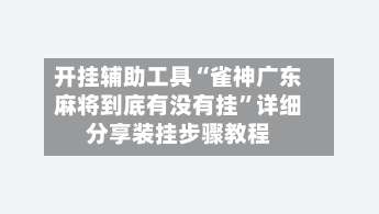 开挂辅助工具“雀神广东麻将到底有没有挂”详细分享装挂步骤教程-第2张图片