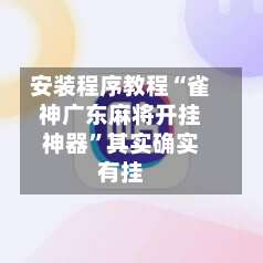 安装程序教程“雀神广东麻将开挂神器”其实确实有挂-第3张图片