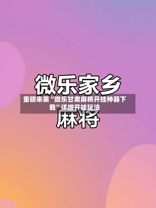 重磅来袭“微乐甘肃麻将开挂神器下载”详细开挂玩法-第2张图片