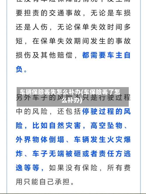 车辆保险丢失怎么补办(车保险丢了怎么补办)-第1张图片