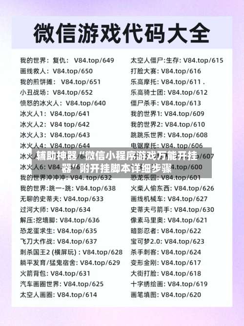 辅助神器“微信小程序游戏万能开挂器	”附开挂脚本详细步骤-第2张图片