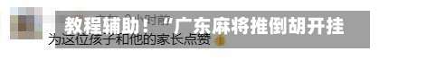 教程辅助！“广东麻将推倒胡开挂神器下载软件”开挂详细教程-第3张图片