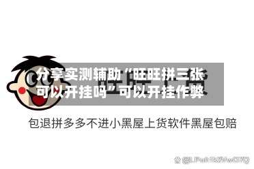 分享实测辅助“旺旺拼三张可以开挂吗”可以开挂作弊-第2张图片