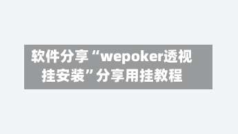 软件分享“wepoker透视挂安装”分享用挂教程-第2张图片
