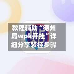 教程辅助“德州局wpk开挂”详细分享装挂步骤-第1张图片