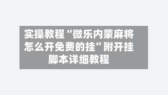 实操教程“微乐内蒙麻将怎么开免费的挂”附开挂脚本详细教程-第3张图片
