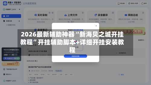 2026最新辅助神器“新海贝之城开挂教程”开挂辅助脚本+详细开挂安装教程-第1张图片