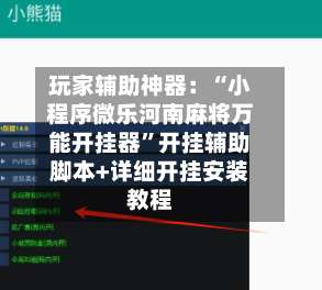 玩家辅助神器：“小程序微乐河南麻将万能开挂器	”开挂辅助脚本+详细开挂安装教程-第1张图片