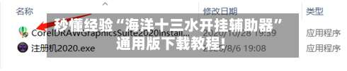 秒懂经验“海洋十三水开挂辅助器”通用版下载教程!-第1张图片