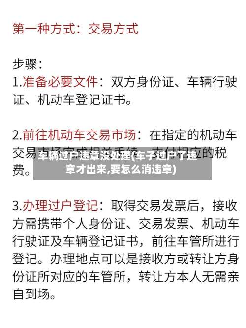 车辆过户违章没处理(车子过户了违章才出来,要怎么消违章)-第1张图片