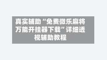 真实辅助“免费微乐麻将万能开挂器下载”详细透视辅助教程-第2张图片