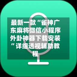 最新一款“雀神广东麻将微信小程序外卦神器下载安装”详细透视辅助教程-第2张图片