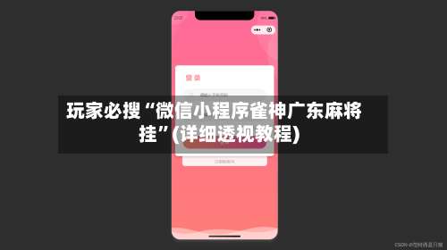 玩家必搜“微信小程序雀神广东麻将挂	”(详细透视教程)-第2张图片