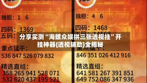 分享实测“海螺众娱拼三张透视挂”开挂神器{透视辅助}全揭秘-第2张图片